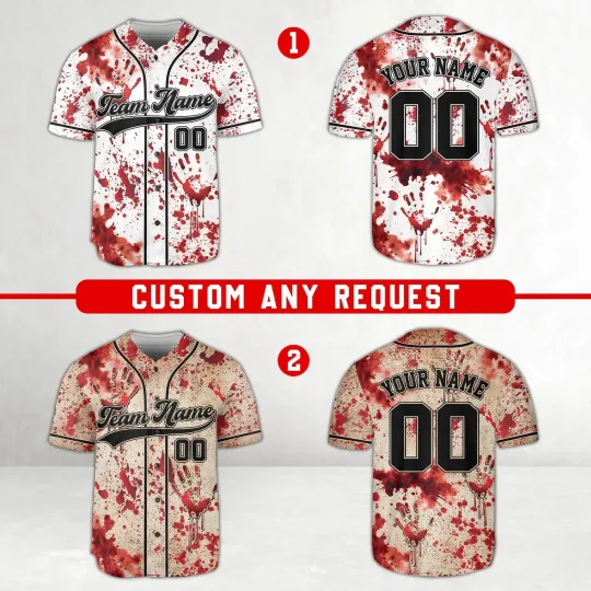 Discover Personalized Bloody Halloween Baseball Jersey - Adults, Kids & Youth