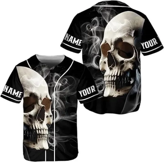 Discover Personalized Skull Halloween Baseball Jersey - Adults Kids & Youth