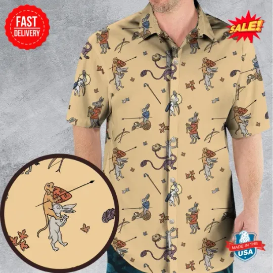 Discover The Medieval Marginalia Killer Rabbit Monty Python Hawaiian Shirt