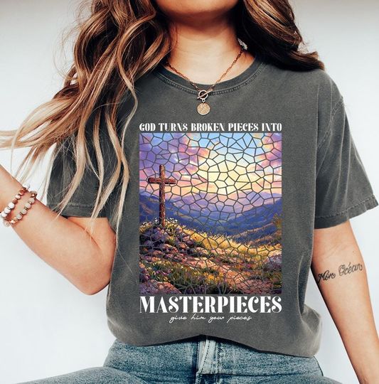 Discover God Turns Broken Pieces into Master Piece, Christian Easter shirt, Jesus Religious tee, Scripture Tee, Bible Verse