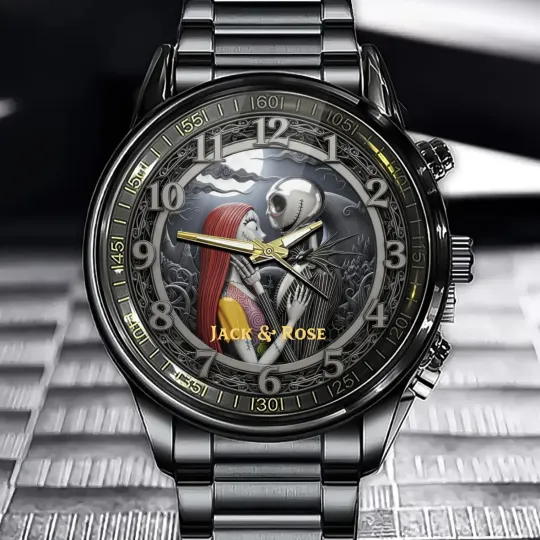 Discover Personalized Nightmare Couple Watch – Custom Name With Gothic Romance Theme