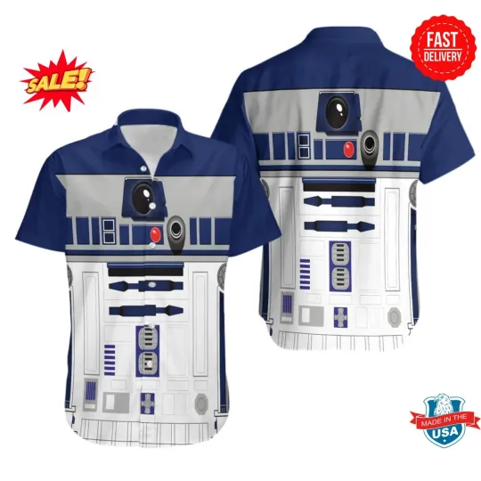 Discover Galaxy's Edge R2-D2 Robot Cosplay Costume Hawaiian Shirt S-5XL