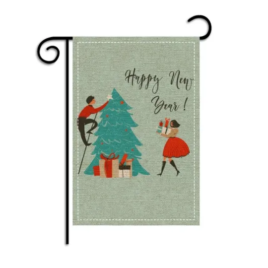 Discover Double Sided 12x18 Inch Christmas Tree Linen Garden Flag