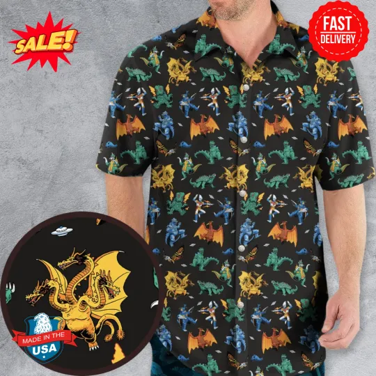 Kaiju Pattern Hawaiian Shirt
