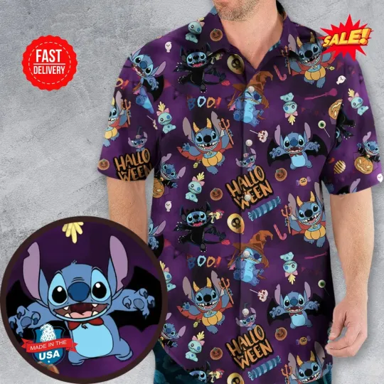 Discover Spooky Stitch Hawaiian Shirt