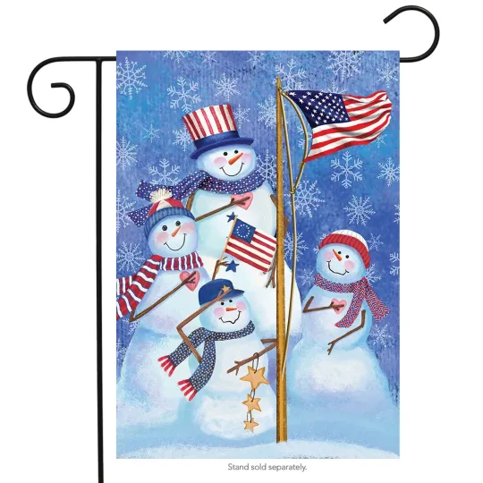 Discover Patriotic Snowmen Garden Flag American Flag Snowman Family for Winter Decor
