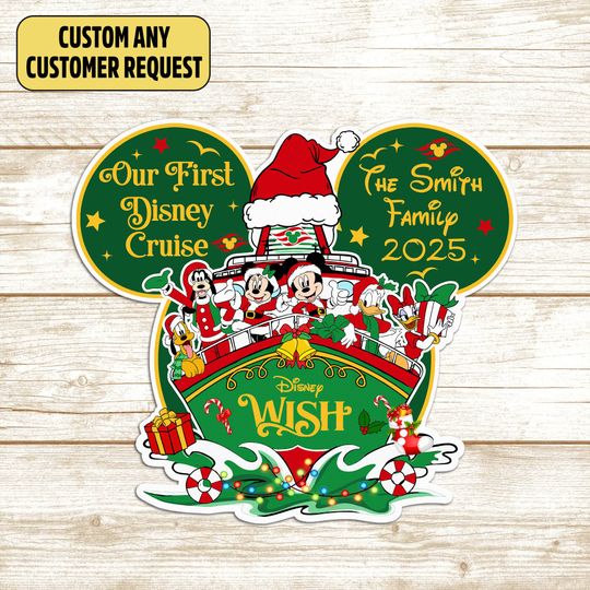Personalized Our 1st Disney Cruise Ship Family Magnet, Disney Cruise Christmas Magnet, Mickey Cruise Stateroom Door, Disney Wish Magnet