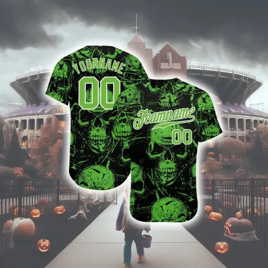 Discover Personalized  Halloween Skulls Baseball Jersey - Adults, Kids & Youth