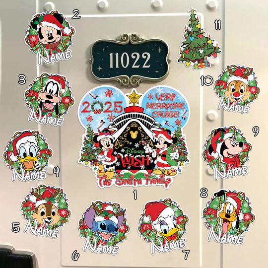 Discover Personalized Disney All Characters Mickey & Friends Magnet, Custom Very Merrytime Cruise Magnet, Disney Christmas Magnets, Stateroom Decor