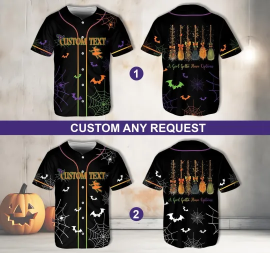 Discover Custom Witch Halloween Baseball Jersey - Adults, Kids & Youth