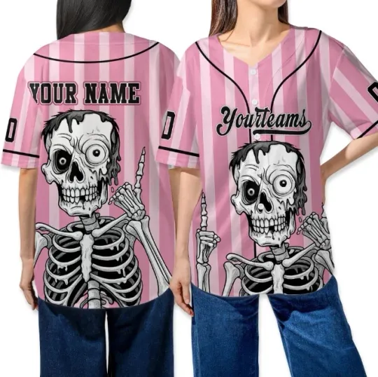Discover Custom Horror Skeleton Themed Halloween Baseball Jersey - Adults Kids & Youth