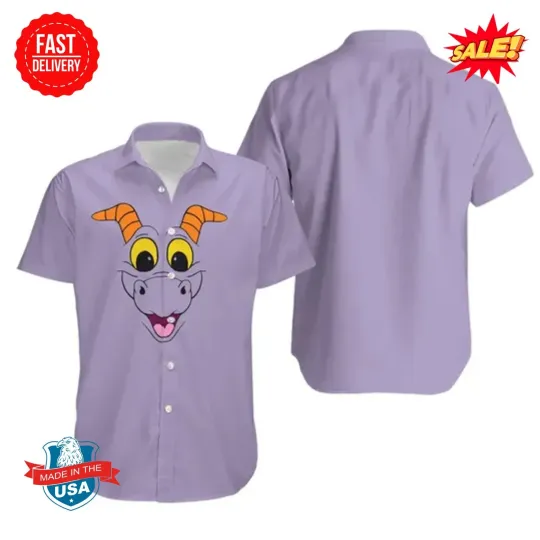 Funny Figment Face Costume Hawaiian Shirt, Purple Dragon Cosplay Halloween Shirt