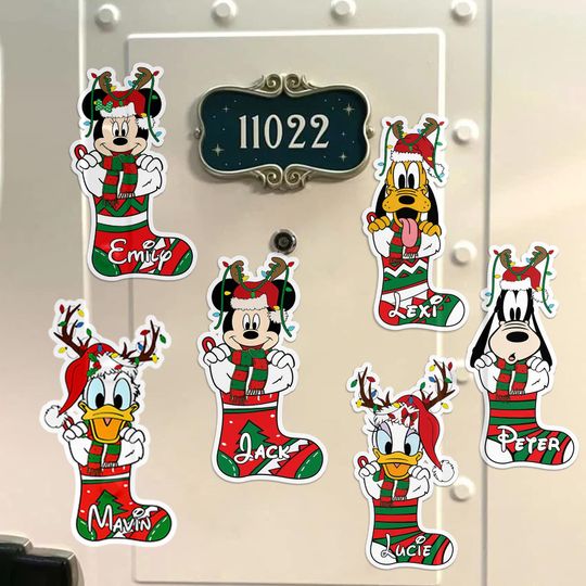 Discover Personalized Disney Christmas Stocking Cruise Magnet, Custom Mickey & Friends Magnet, Toy Story Stitch Door Decor, Xmas Stocking Magnet