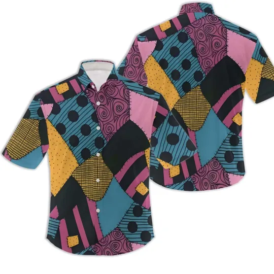 Halloween Sally Patches Hawaiian Shirt,Costume Cosplay Cartoon Hawaii Tee, Movie