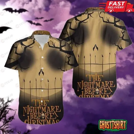 Vintage Face Moon Jack Skellington The Nightmare Before Christmas Halloween Hawaiian Shirt