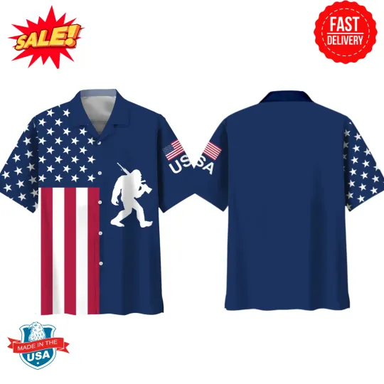 Discover Independence Day BigFoot Hawaiian Shirt S-5XL
