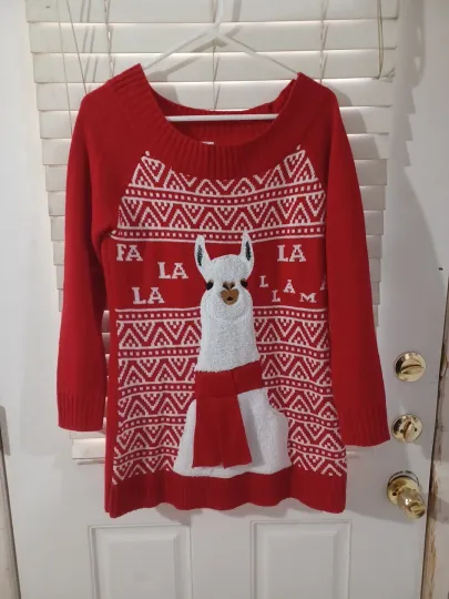 FESTIVE LLAMA WOMENS UGLY CHRISTMAS SWEATER PARTY FUNNY Size Small