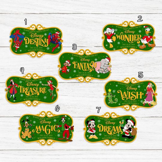 Discover Custom Name Disney Family & Cruise Ship Christmas Stateroom Door, Cruise Line Ship Name Door Magnet, Family Cruise Trip, Wish Magic Dream