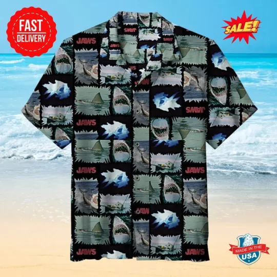 Discover Jaws Collage |Unisex Hawaiian Shirt