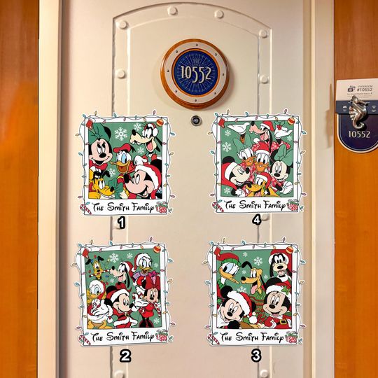 Personalized Disney Mickey And Friends Merry Christmas Magnet, Retro Disney Christmas Magnet Decor, Custom Disney Mickey Xmas Door Magnet