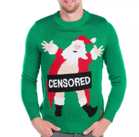 Discover Ugly Christmas Sweater by Tipsy Elves Censored Santa Men’s Size XXL NWOT