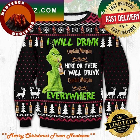 Discover CAPTAIN MORGAN funny character CHRISTMAS  UGLY SWEATER 2025