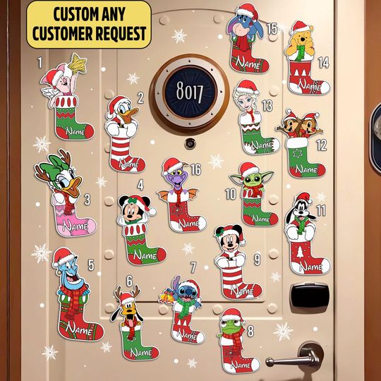 Discover Personalized Christmas Stocking Magnet, Mouse & Friends Toy Star Princess Magnets, Xmas Stateroom Door, Christmas Magic Kingdom Home Decor