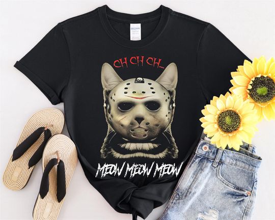 Discover Cat Ch Ch Meow Meow Meow Jason Voorhees Vintage Tshirt Men Women Children Kids T-shirt Hoodie Sweatshirt S to 5XL T Shirt, UV Sticker, YU45