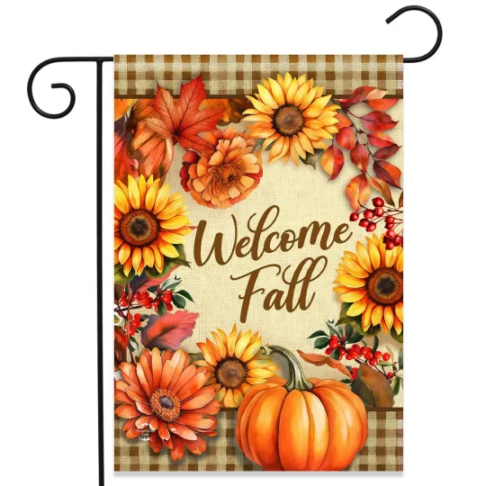 Discover Briarwood Lane Welcome Fall Flowers Double-Sided Garden Flag