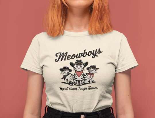 Discover Meowboys: Hard Times Tough Kitties - Unisex Bella Canvas 3001 Cat Lover's Tee in 5 Fall Colors