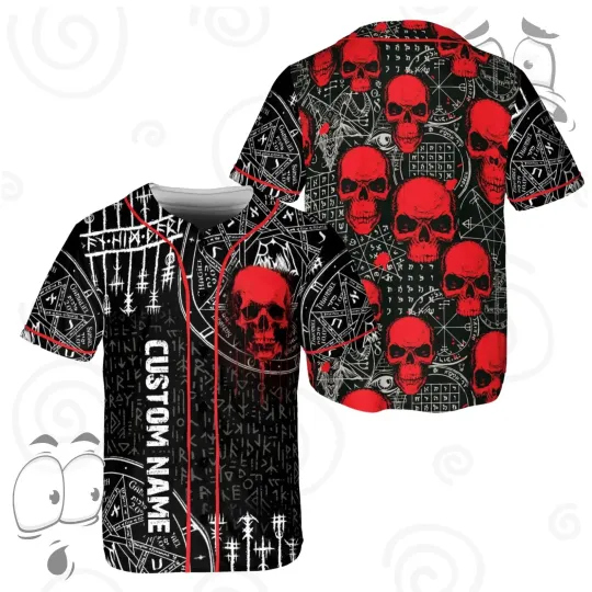 Personalized Red Skull Gothic Halloween Baseball Jersey