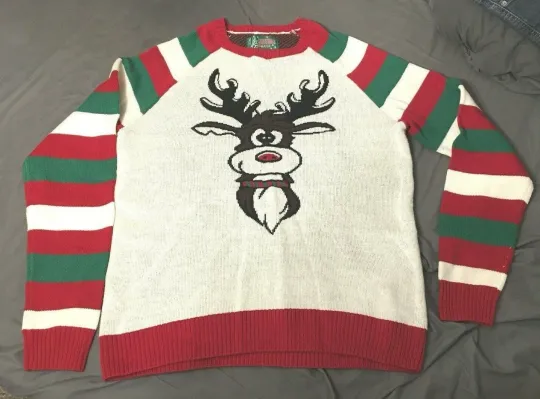 🎄Ugly Christmas Sweater brand HIGH QUALITY Real Sweater REINDEER 💩Holiday Fun