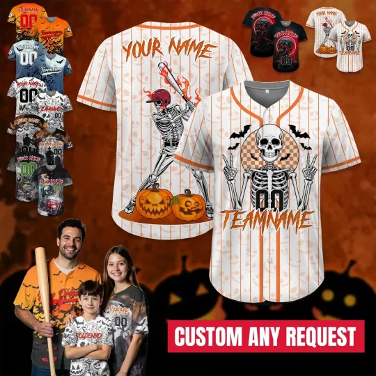 Discover Custom Baseball Team Jersey Halloween Outfit Spooky - Adults, Kids & Youth