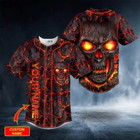 Discover Custom Halloween Gothic Skull Baseball Jersey - Adults, Kids & Youth