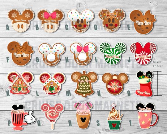 Disney Very Merrytime Cruise Door Magnet, Personalized, Mickey Gingerbread Peppermint Candy Stateroom Decoration, DCL Christmas Magnets