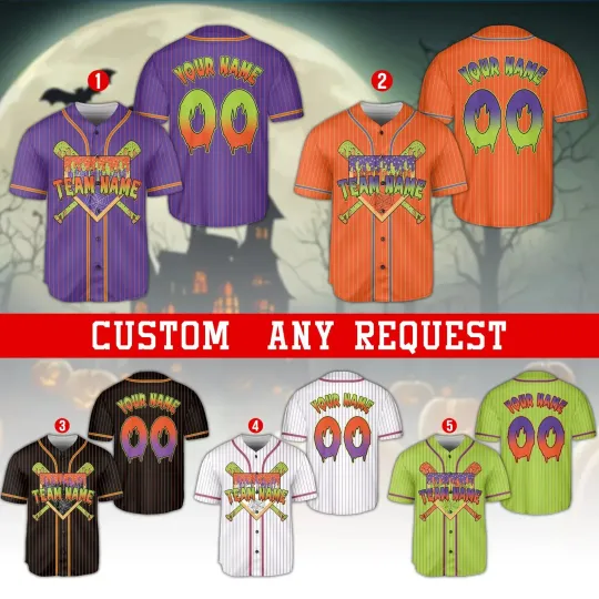 Discover Personalized Dripping Halloween Baseball Jersey - Adults, Kids & Youth