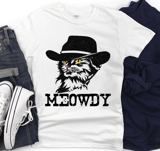 Discover Meowdy, Meowdy Shirt, Funny Cat Shirt, Cowboy Cat Hat Texas Shirt, Cat Lover gift, Meowdy Cowboy Cat Tee, Cat Meme Shirt, Cat Shirt