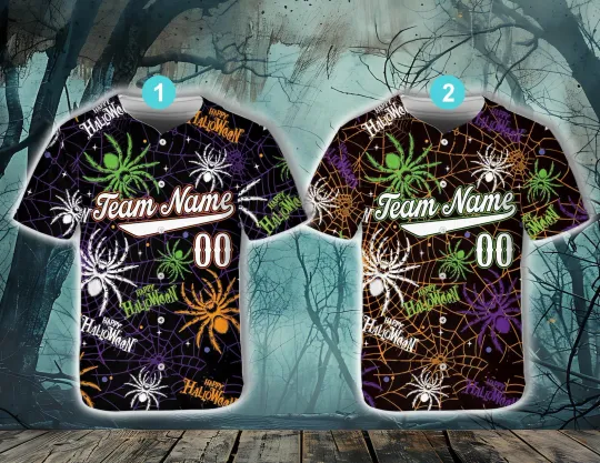 Discover Custom Halloween Spiders And Spider Web Baseball Jersey