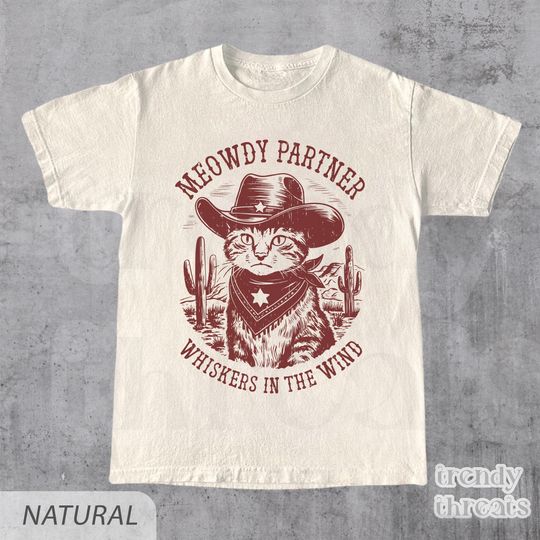 Discover Meowdy Partner Cowboy Cat Shirt, Vintage Cowboy Shirt and Tank, Funny Cowboy Cat Shirt, Cat, Western, Wild West, Unisex T-Shirt, Vintage