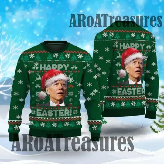 Christmas Joe Biden Merry Thanksgiving Ugly Sweater, Biden Santa Xmas Sweater