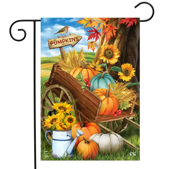 Discover Briarwood Lane Pumpkin Cart Autumn Garden Flag