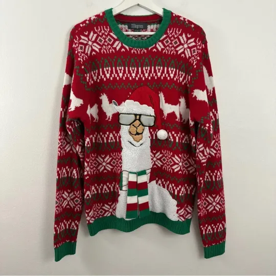 Discover 33 Degrees Llama Mutli-color Ugly Christmas Sweater Men's Size L