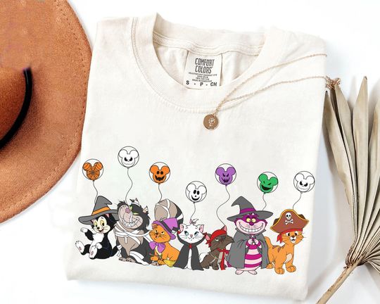 Discover Disney Cats Witch Halloween Shirt, Disney Aristocats Berlioz Mari Toulouse Lucifer Cheshire Cat Shirt, Disney Halloween Matching Shirt