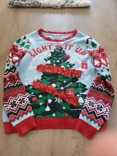 Discover No Boundaries Light It Up Sweater Women Tacky Ugly Christmas, Size XXL 19