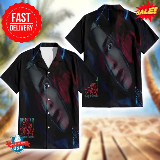 Discover Eminem The Death of Slim Shady Coup de Grace Album Cover Hawaiian Shirt