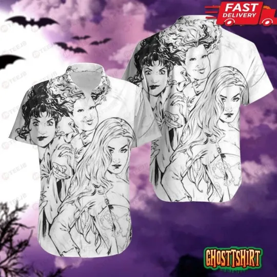 Discover White Style Hocus Pocus Halloween Hawaiian Shirt, Unisex Adult, Size S-5XL
