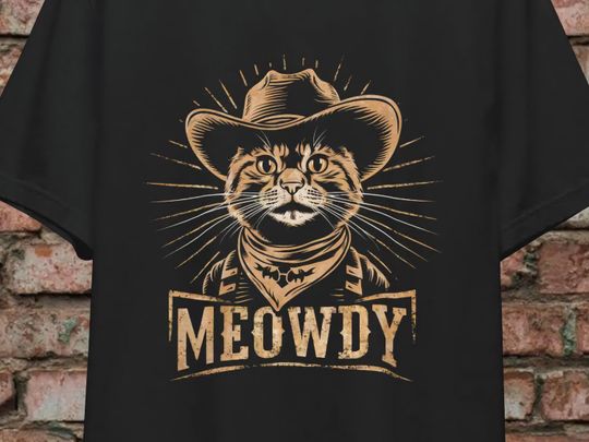 Discover Cowboy Cat Shirt Meowdy T-shirt Funny Retro-Western Graphics Tee Cute Cat tee-shirts Gift-for Cowboy Cowgirl Humor Pet Kitten Owner Gifted