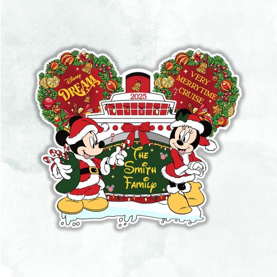 Personalized Disney Christmas Cruise Magnet, Mickey & Friends Princess Stitch Xmas Magnet, Very Merry Time Cruise 2025 Magnet