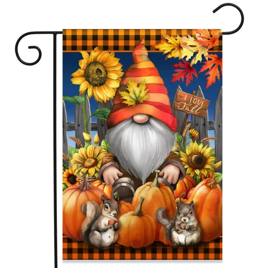 Discover Briarwood Lane Gnome and Pumpkins Garden Flag
