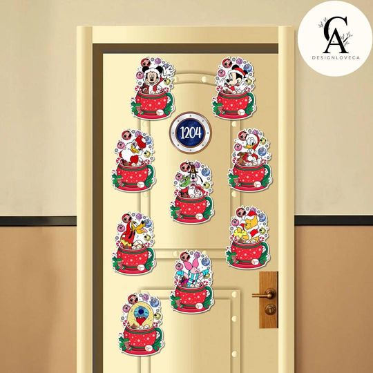 Discover Personalized All Characters Teacup Disney Christmas Cruise Magnet, Very Merrytime Cruises Mickey & Friends Family Cruise Ship Stateroom Door